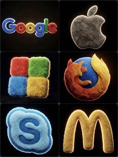 品牌标志毛绒化3D渲染预设