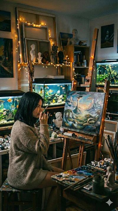 梦幻艺术家工作室沉浸创作瞬间
