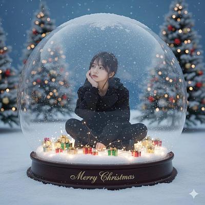 雪球中的圣诞少女幻想场景