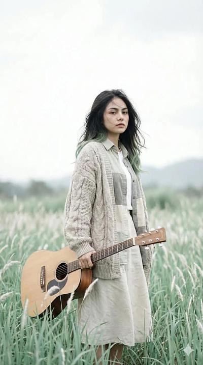 田野吉他少女写真