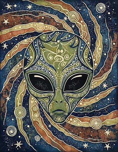 神秘生物蜡染艺术图案设计