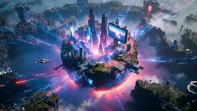 科幻巨物释放异世界，光影交织的未来都市奇观