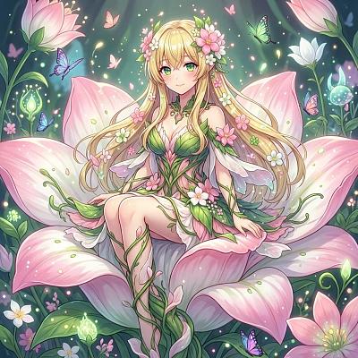 花与精灵共生的梦幻植物精灵