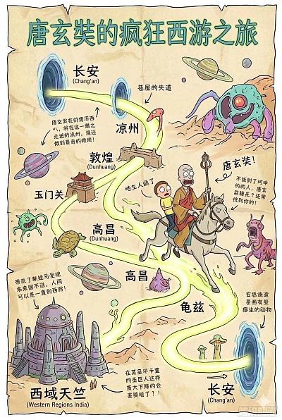 唐玄奘西游奇幻路线图