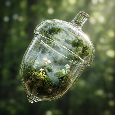 玻璃橡果中的微缩森林
