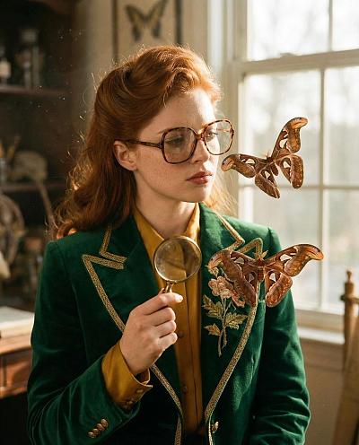 奇幻时尚：刺绣蝶舞的忧郁才女