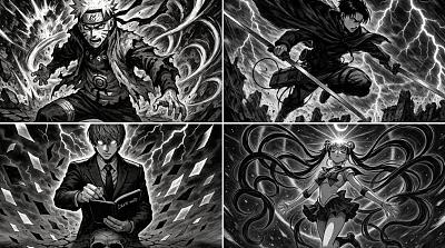 黑白漫画风格插图