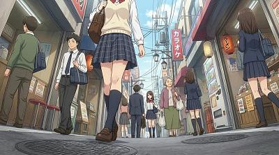 超低角度街景动漫画面