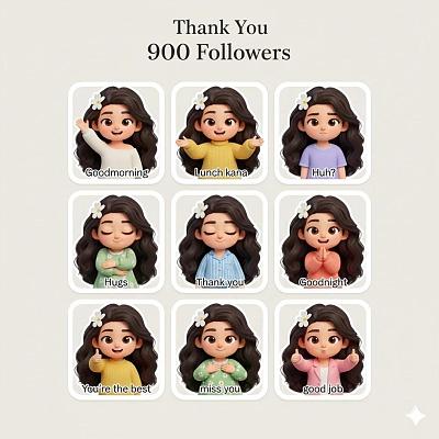 欢快3D卡通女孩贴纸