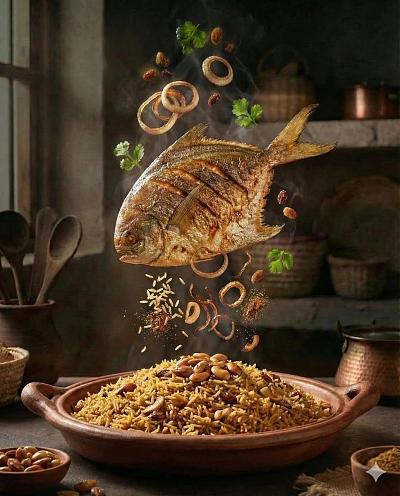 中东美食爆炸式呈现，食材悬浮于古朴厨房中