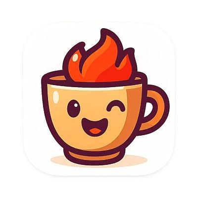 火焰咖啡杯角色图标设计