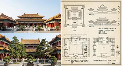 北京紫禁城建筑照片和设计图纸