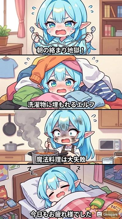 关于一个笨拙的精灵的四格漫画