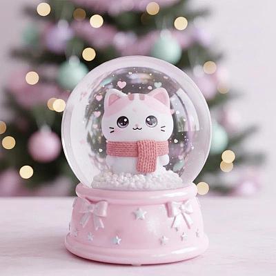 可爱猫咪圣诞雪球装饰