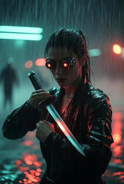 霓虹阴影：雨中的赛博朋克决斗