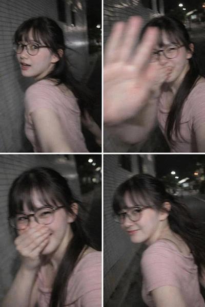 夜拍东京街头少女 candid 瞬间，模糊动感，羞涩微笑