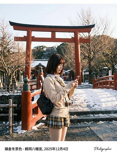 镰仓冬日神社少女写真