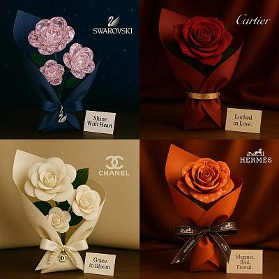 奢侈品牌玫瑰花束创意设计