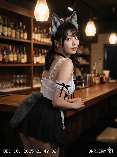 狼耳短裙女仆酒吧写真