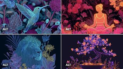 霓虹花卉和谐插图