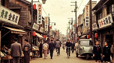 高度経済成長期の日本の下町商店街
