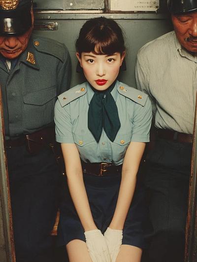 复古酒吧中的警服少女与两位警察