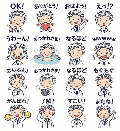 卷发科学家表情包套装