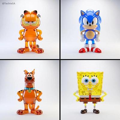 卡通角色透明 vinyl 手办渲染预设