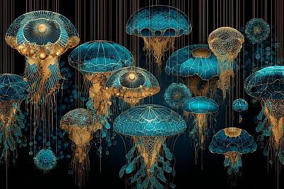 几何风格海底生物艺术