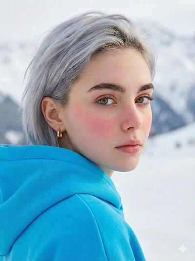 雪景中回眸少女肖像写真