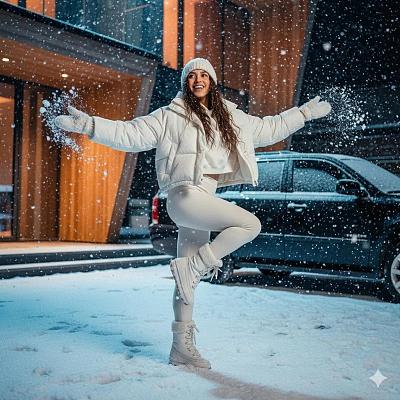雪夜时尚芭蕾舞者动态写真