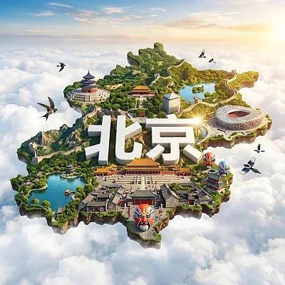 北京城市浮岛创意海报
