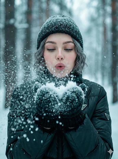 雪中吹雪少女写真