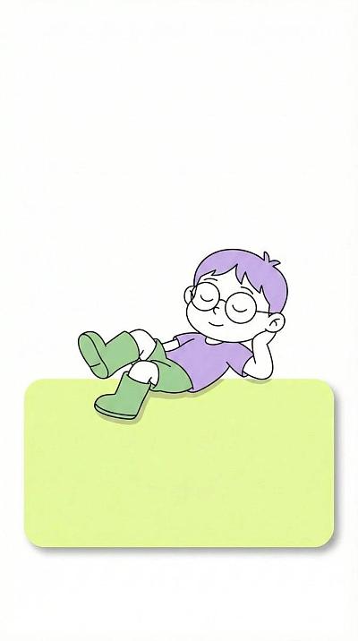 简约卡通人物躺卧休息插画模板