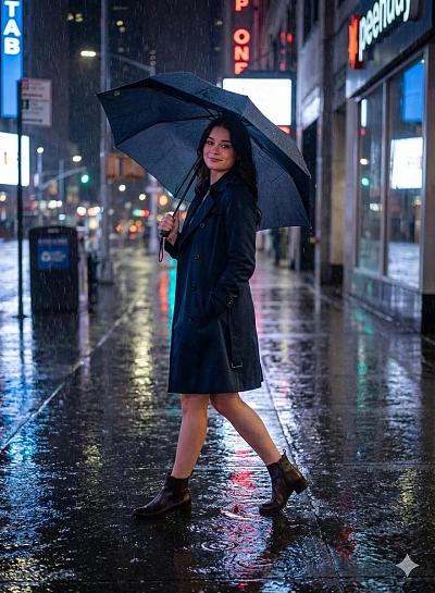 雨夜都市街头女性时尚写真