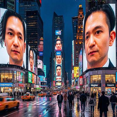 城市巨屏全显个人特写面容