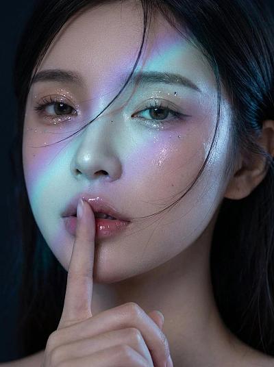 暗夜时尚模特静谧特写
