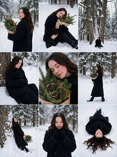 雪林少女静谧冬日写真集